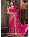 Engrossing Faux Georgette Hot Pink Designer Saree