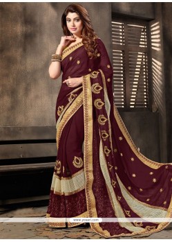Peppy Brown Faux Georgette Classic Saree