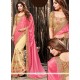 Sparkling Beige And Pink Lycra Half N Half Saree