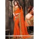 Classy Faux Chiffon Orange Designer Saree