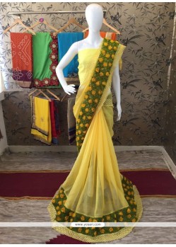 Picturesque Fancy Work Work Faux Georgette Designer Saree