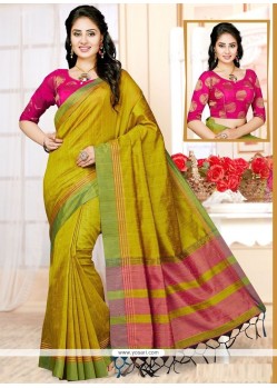 Fine Art Silk Mustard Weaving Work Designer Traditional Saree