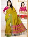 Fine Art Silk Mustard Weaving Work Designer Traditional Saree