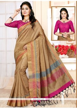 Beige Weaving Work Art Silk Traditional Designer Saree