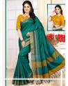 Piquant Weaving Work Sea Green Art Silk Traditional Designer Saree