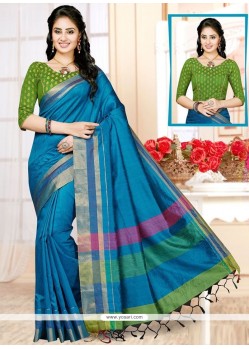 Chic Blue Art Silk Traditional Saree