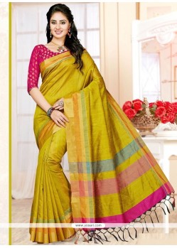 Gorgonize Mustard Weaving Work Traditional Designer Saree