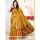 Congenial Mustard Weaving Work Traditional Saree