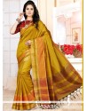 Congenial Mustard Weaving Work Traditional Saree