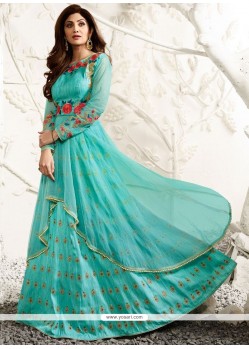 Shilpa Shetty Raw Silk Floor Length Anarkali Suit