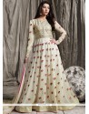 Vivid Resham Work Raw Silk Floor Length Anarkali Suit