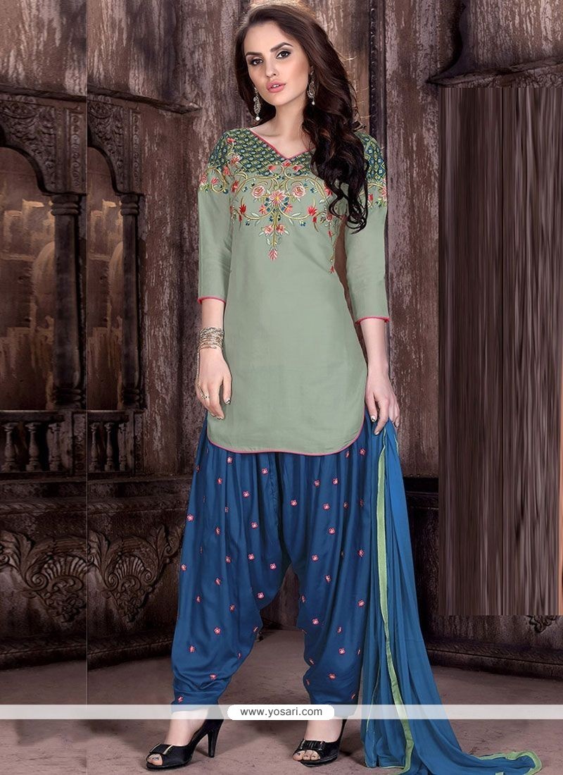 Buy Tempting Cotton Resham Work Designer Patiala Suit | Punjabi Patiala ...