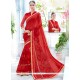 Refreshing Lycra Red Designer Saree