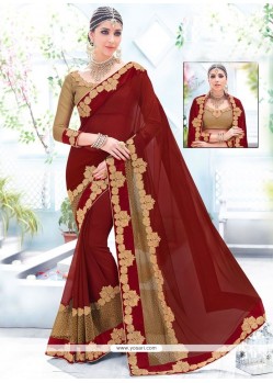 Fabulous Fancy Fabric Embroidered Work Designer Saree