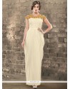 Fancy Fabric Off White Resham Work Readymade Gown