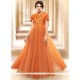 Peppy Orange Embroidered Work Readymade Gown