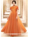 Peppy Orange Embroidered Work Readymade Gown