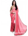 Alluring Faux Georgette Patch Border Work Classic Saree