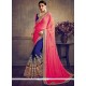 Titillating Embroidered Work Navy Blue And Pink Half N Half Trendy Saree