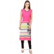 Alluring Print Work Faux Crepe Pink Party Wear Kurti