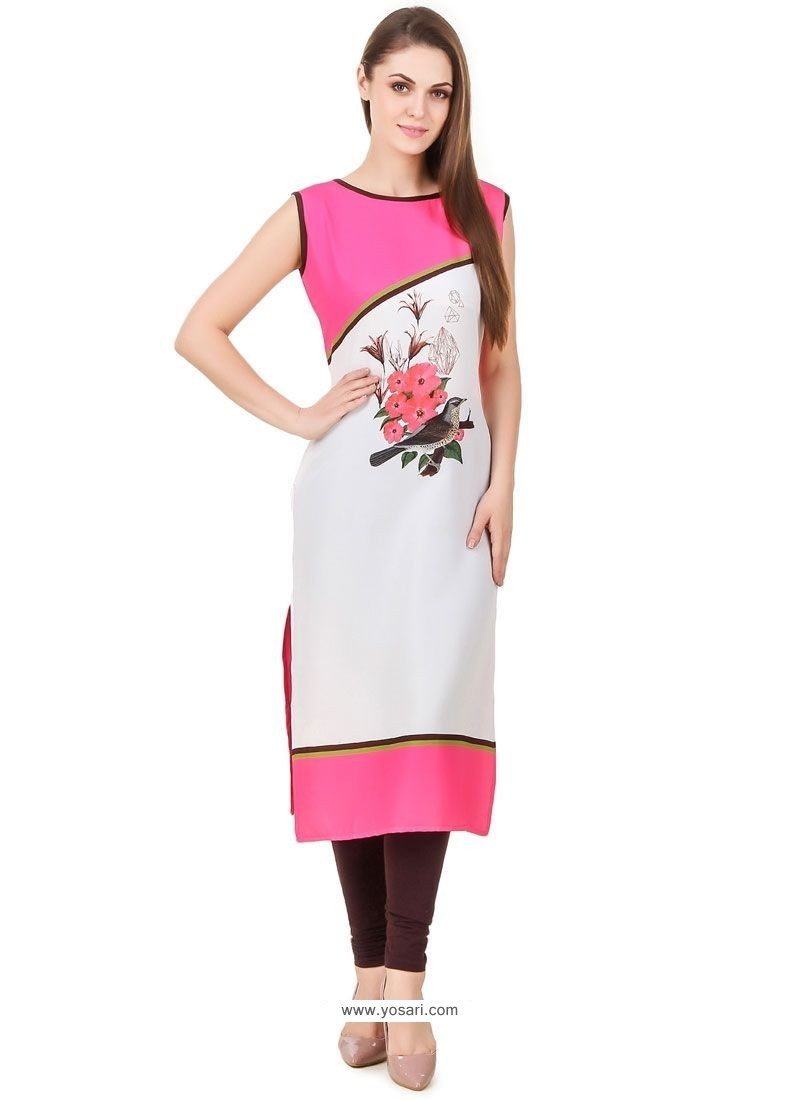 modern faux crepe print work party wear kurti