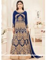 Mouni Roy Navy Blue Embroidered Work Floor Length Anarkali Salwar Suit