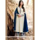 Competent Faux Georgette Navy Blue And Off White Embroidered Work Designer Palazzo Suit