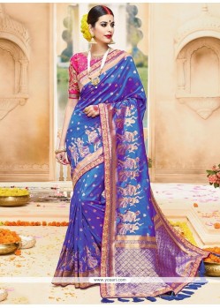 Magnificent Art Silk Blue Traditional Designer Saree