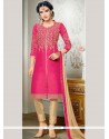 Latest Zari Work Hot Pink Churidar Designer Suit