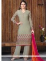 Prime Faux Georgette Embroidered Work Designer Palazzo Suit