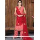 Artistic Faux Georgette Red And Rose Pink Embroidered Work Designer Palazzo Suit