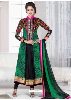 Multicolor Crepe Anarkali Suit