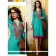 Surpassing Turquoise Rayon Party Wear Kurti