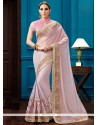 Pink Embroidered Work Faux Georgette Classic Designer Saree