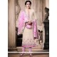 Perfervid Off White And Pink Churidar Designer Suit