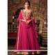 Stylish Embroidered Work Faux Georgette Hot Pink Floor Length Anarkali Suit