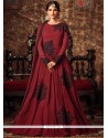 Charismatic Embroidered Work Maroon Faux Georgette Floor Length Anarkali Suit