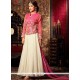 Miraculous Resham Work Pink And White Faux Georgette Designer Floor Length Suit