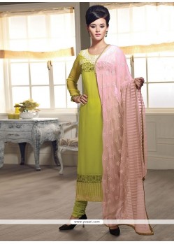 Amazing Green Georgette Churidar Salwar Suit