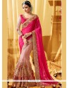 Stunning Hot Pink And Pink Zari Work Half N Half Designer Saree