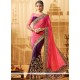 Exquisite Pink And Purple Embroidered Work Jacquard Silk Half N Half Designer Saree