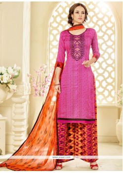 Swanky Hot Pink And Orange Cotton Palazzo Suit