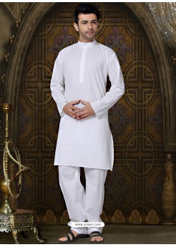 White Pure Cotton Kurta With Aligarhi Pajama