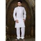 White Designer Kurta With Aligarhi For Eid