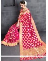 Strange Hot Pink Weaving Work Banarasi Silk Traditional Designer Saree