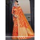 Groovy Banarasi Silk Orange Designer Traditional Saree