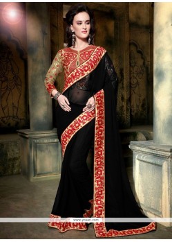 Opulent Faux Georgette Embroidered Work Classic Saree