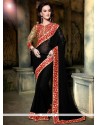Opulent Faux Georgette Embroidered Work Classic Saree