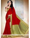 Angelic Red Faux Georgette Saree