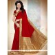 Remarkable Patch Border Work Red Classic Designer Saree